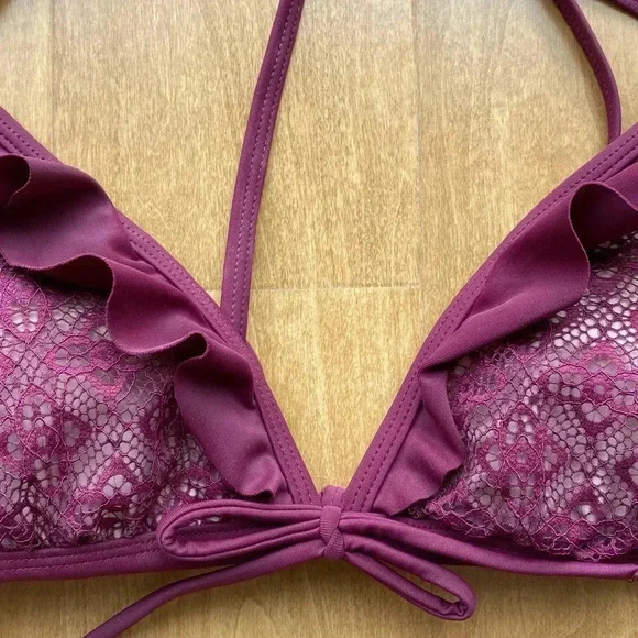 Xhilaration Maroon Bikini Set, Women’s Lace and Ruffle Bikini Set, Target Swim - Picture 7 of 16